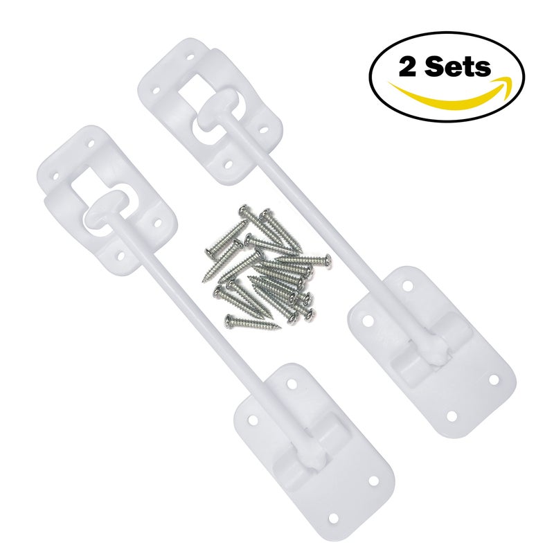 Camp'N 6" RV Door Holder and Latch - Camper & Trailer Door Catch - T Style OEM - White 2 Pack with Hardware - Image 2